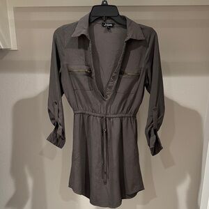 J for Justify Taupe Button-Up Dress